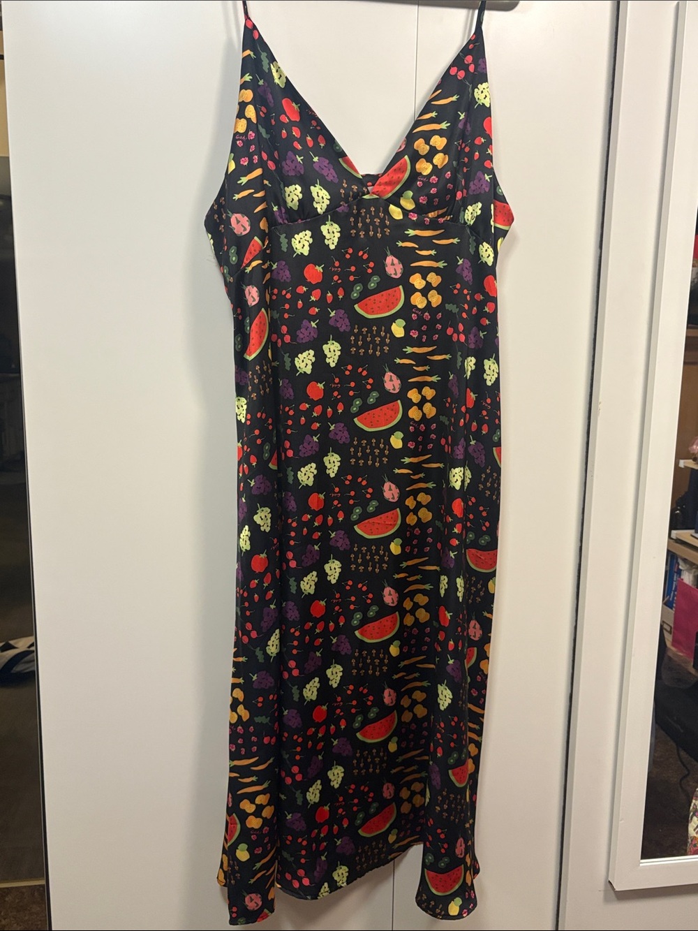 NWT Lisa Says Gah Black Fruit-Print Slip Midi Dress 3XL - Picture 2 of 12
